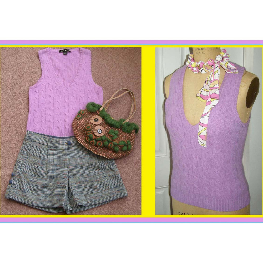 Ralph Lauren 100% cashmere lavender vest Large